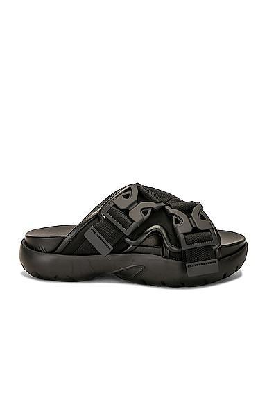 BOTTEGA VENETA Nylon Slide Sandals In Black Product Image