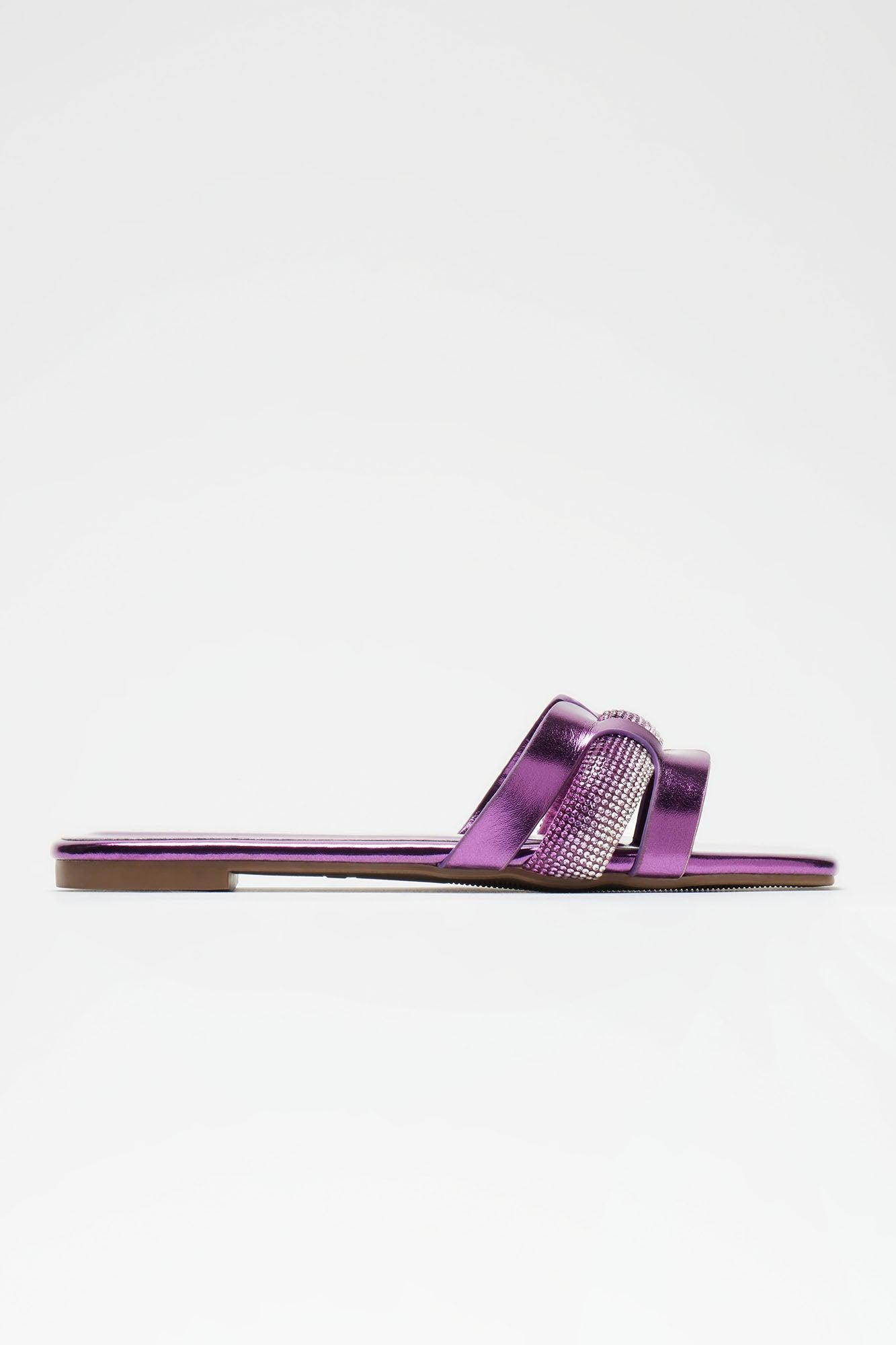 Drea Embellished Flat Sandals - Purple Product Image