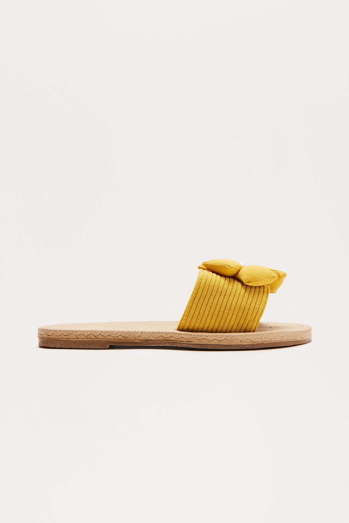 Liliette Flower Jute Sandals - Yellow Product Image