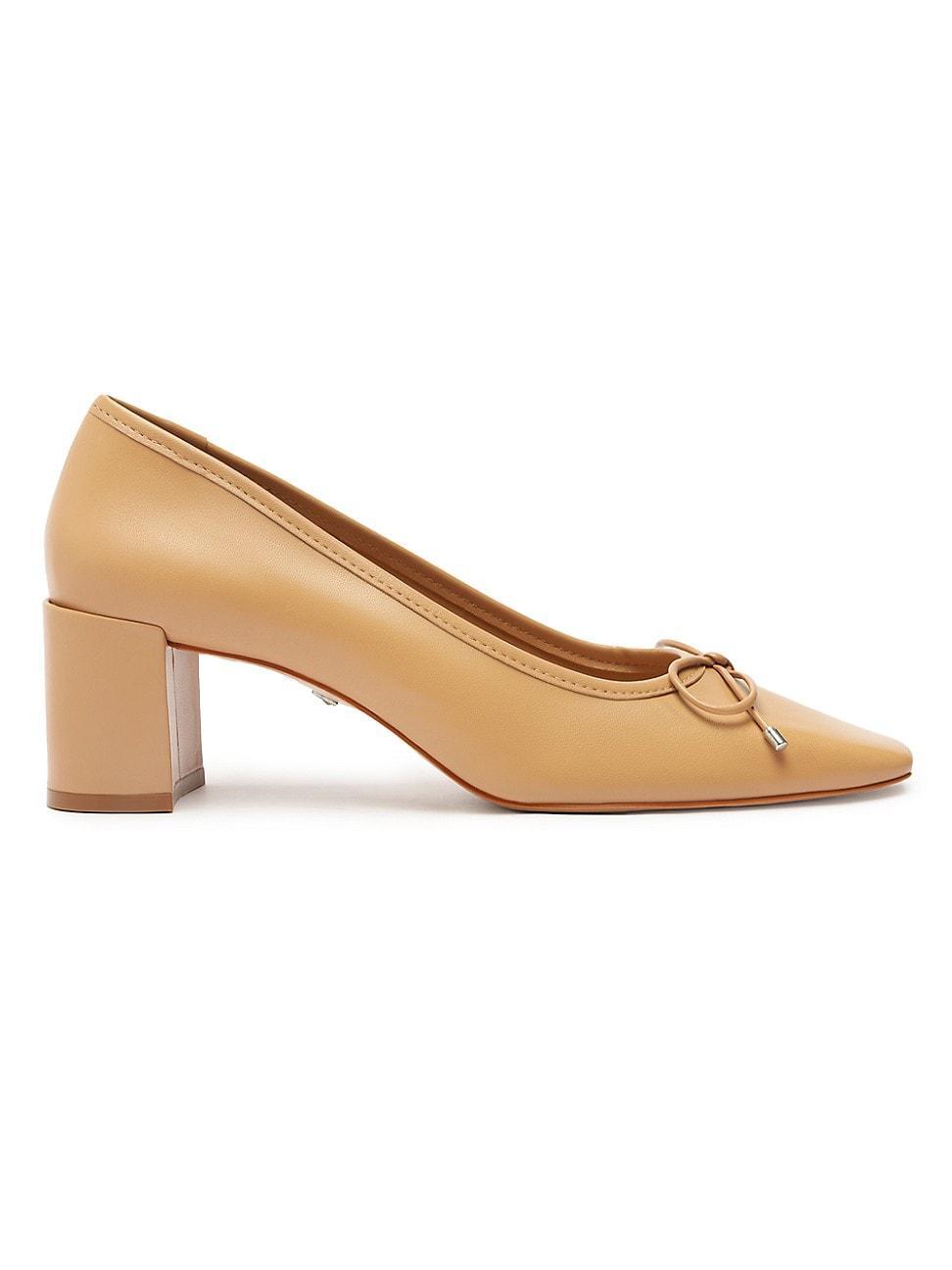 Womens Arissa Leather Block-Heel Pumps Product Image