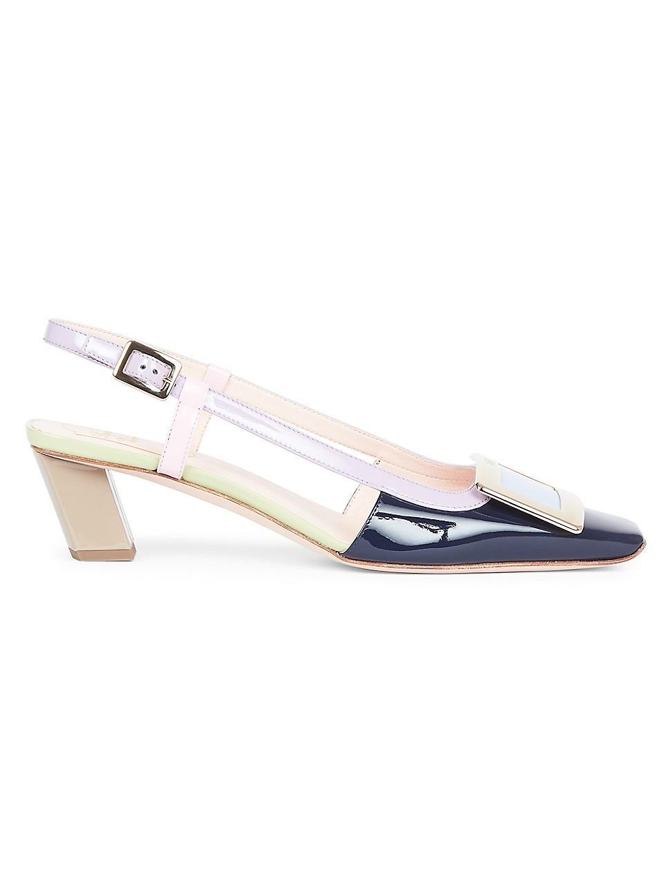 Belle Vivier Buckle Colorblock Patent Leather Slingback Pumps Product Image