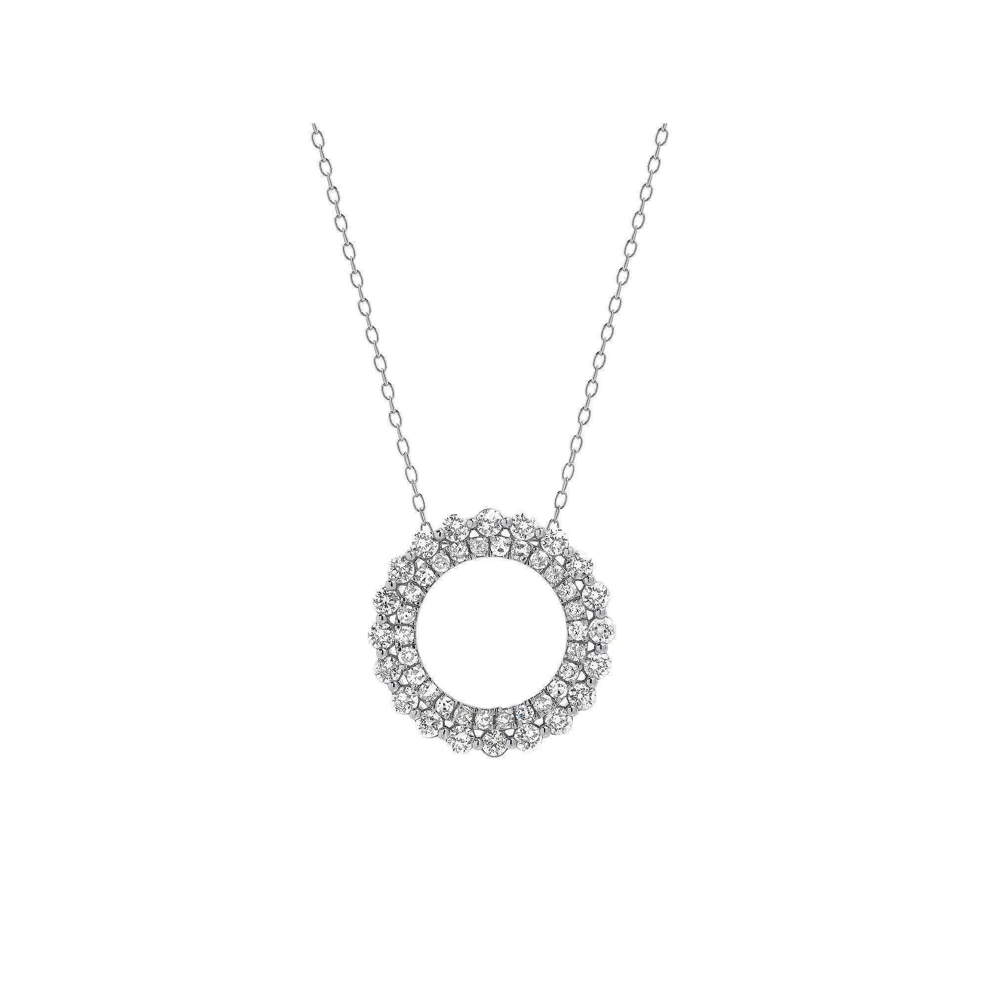 Diamond Brilliance Sterling Silver 1 Carat T.W. Lab-Created Diamond Round Pendant Necklace, Womens Silver Tone Product Image