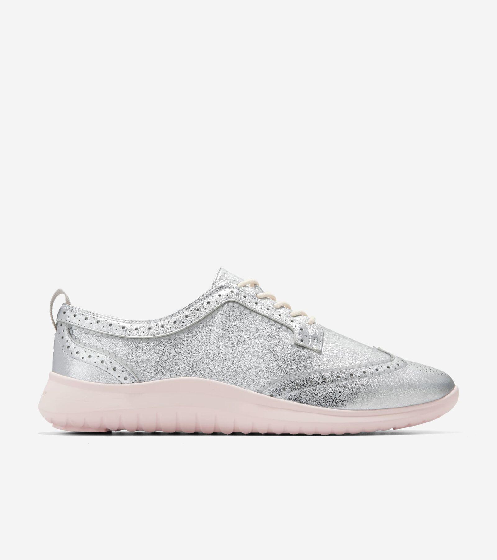 Cole Haan Womens Zergrand Meritt Wingtip Oxford Shoes - Silver Size 6.5 Product Image