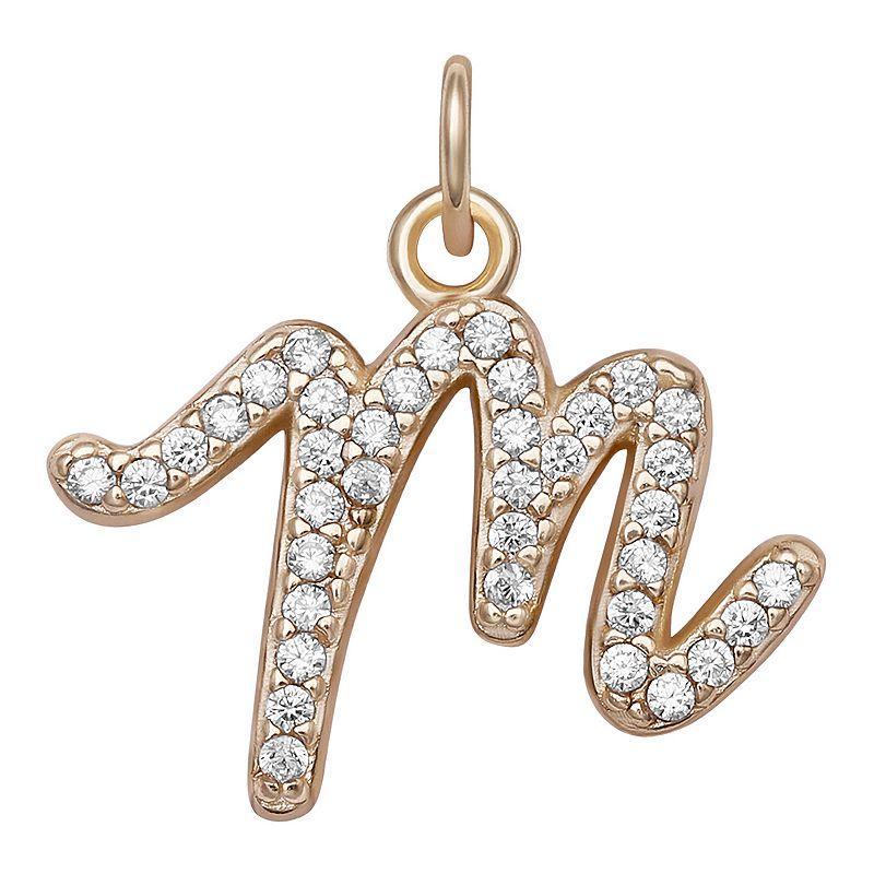 LC Lauren Conrad Sterling Silver Cubic Zirconia Initial Charm, Womens, Gold Tone O Product Image