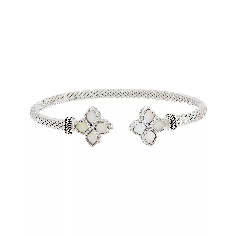 Juvell 18k White Gold Plated Blossom Ends Cuff Bracelet, Women's, Two Tone Product Image