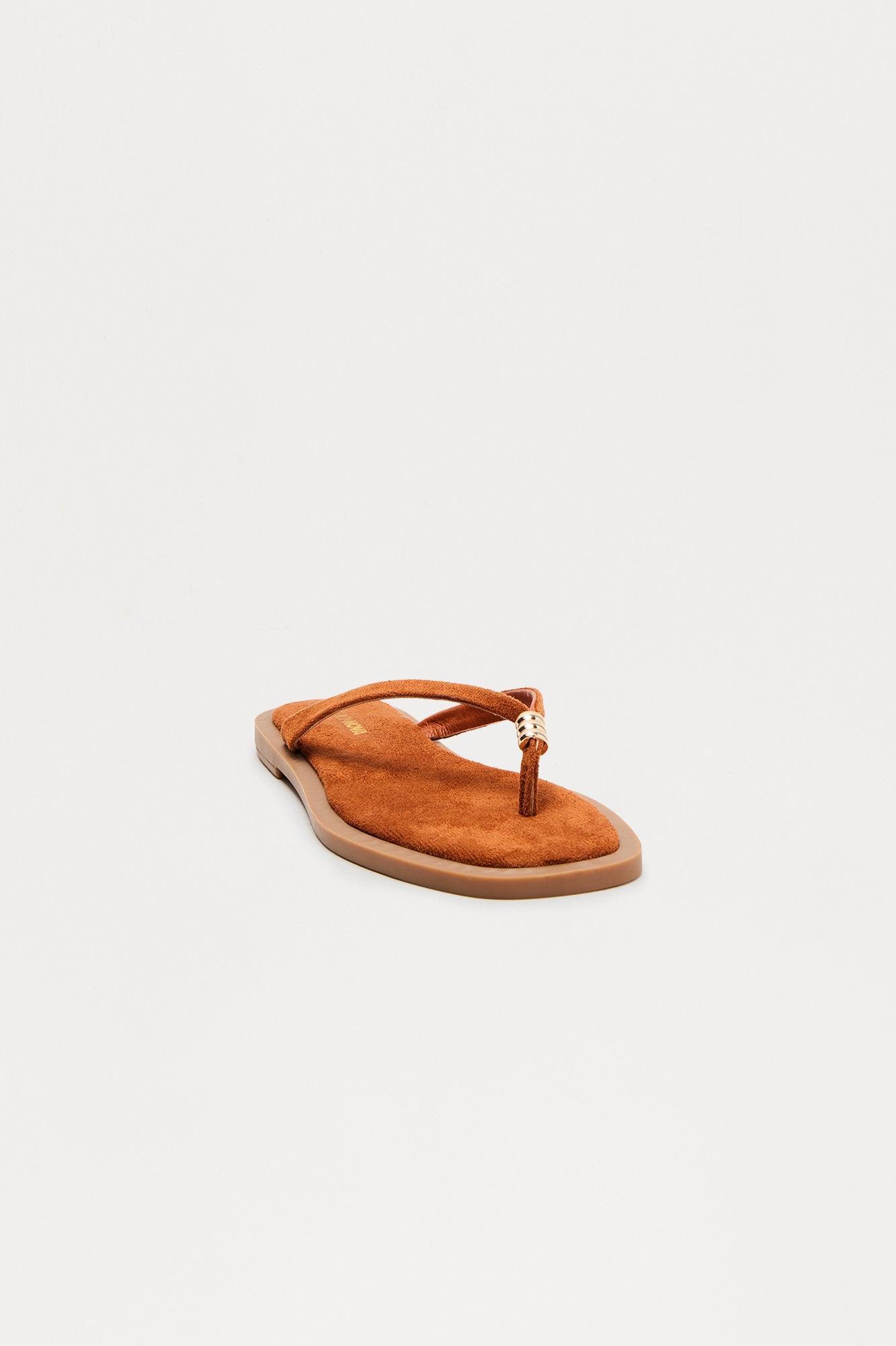 Sizzle Faux Suede Flip Flops - Tan Product Image