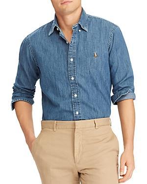 Polo Ralph Lauren Classic Fit Long Sleeve Denim Cotton Button Down Shirt Product Image