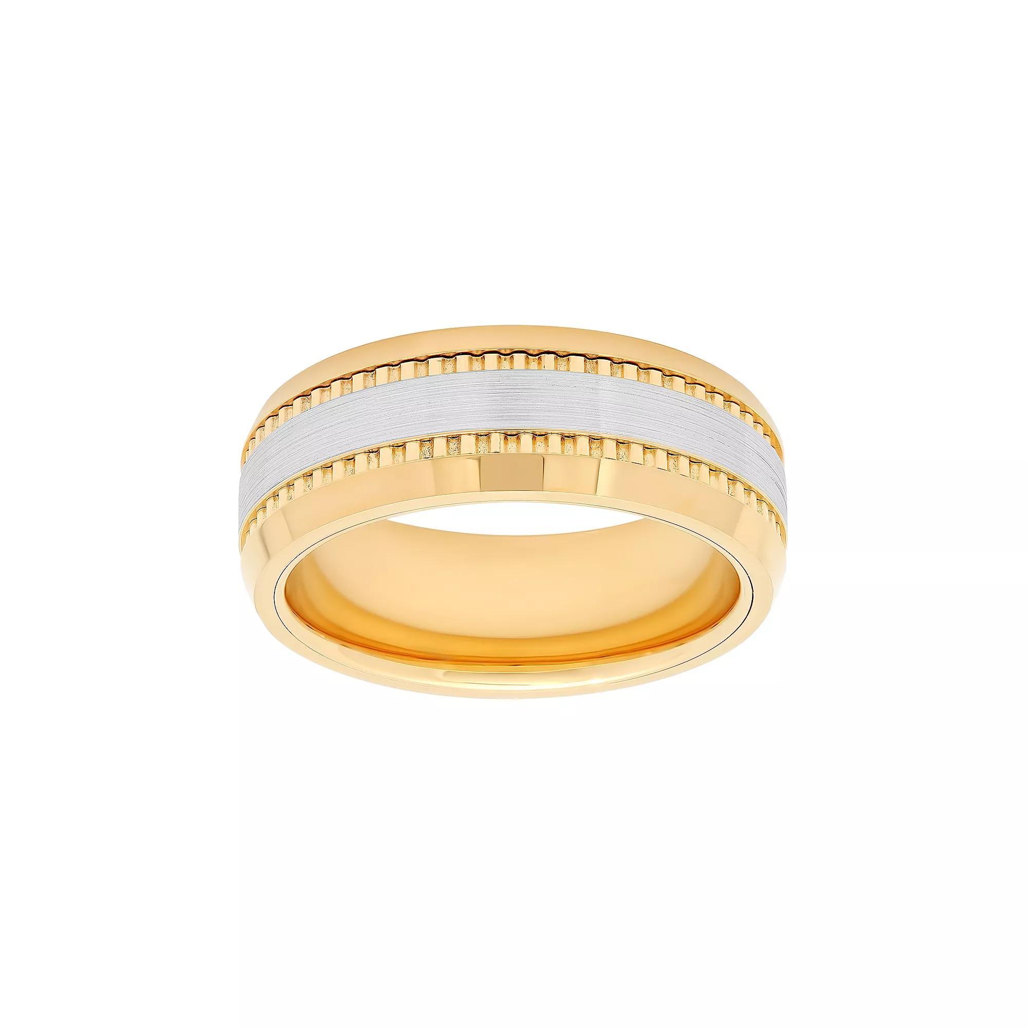 Men's Two Tone Cobalt Grooved Wedding Band, Size: 15, Yellow Product Image
