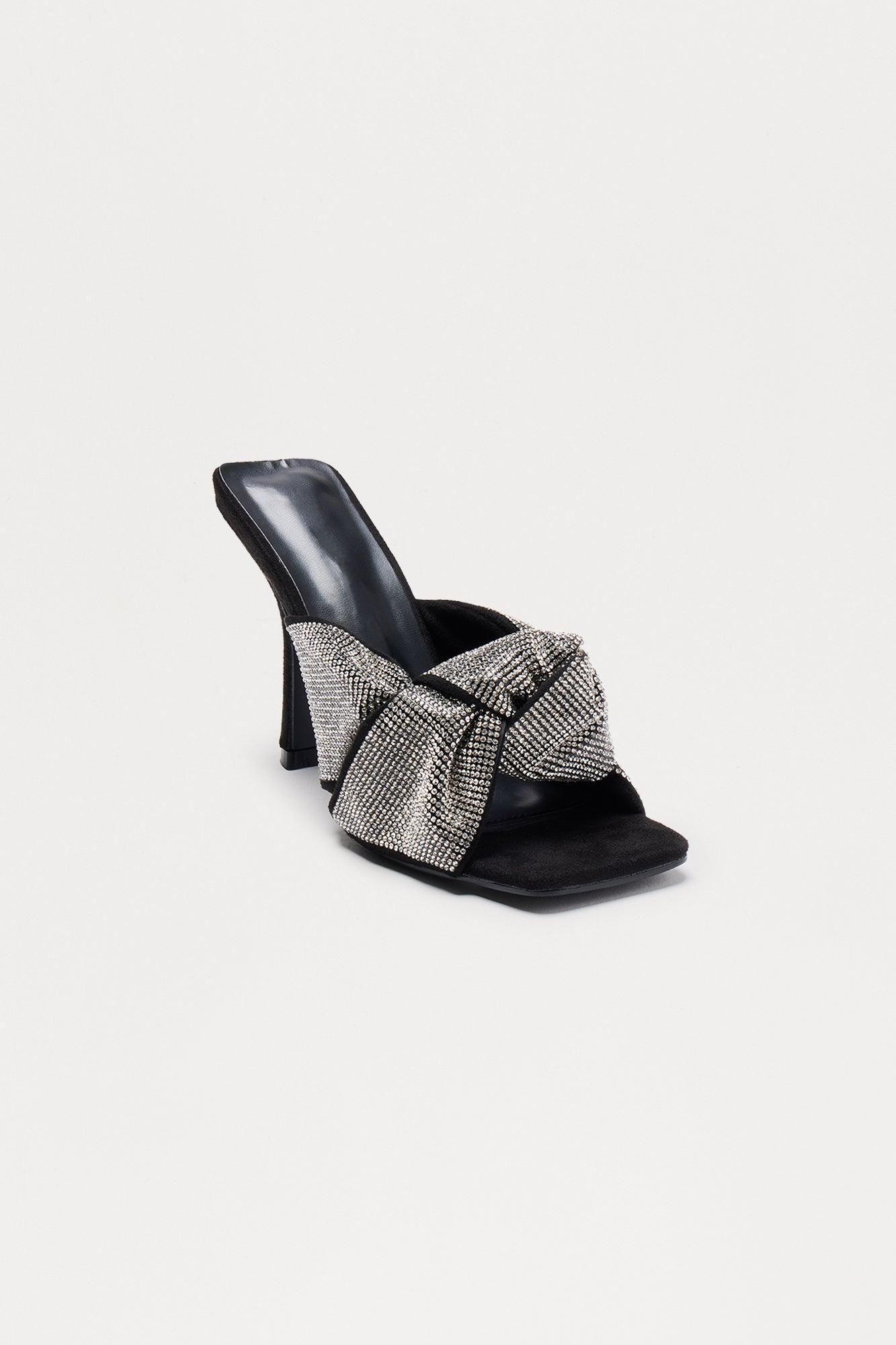 Bellini Rhinestone Knot Mules - Nude Product Image