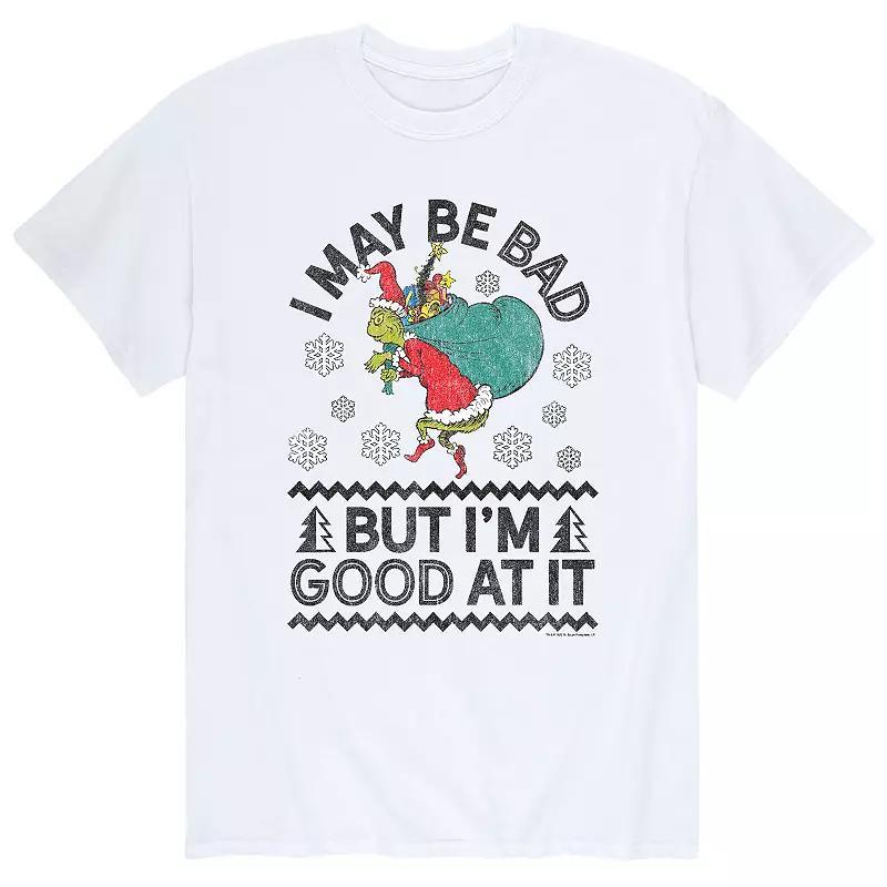 Mens Dr. Seuss The Grinch Bad Good Tee Athletic Grey Product Image
