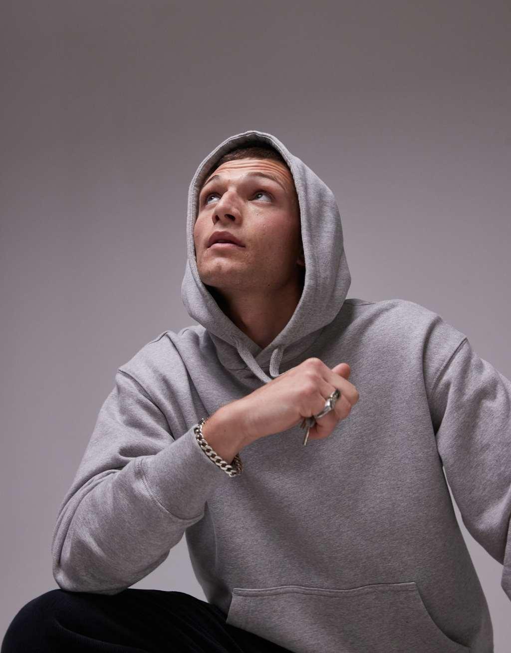 ARKET relaxed terry hoodie in gray melange Product Image