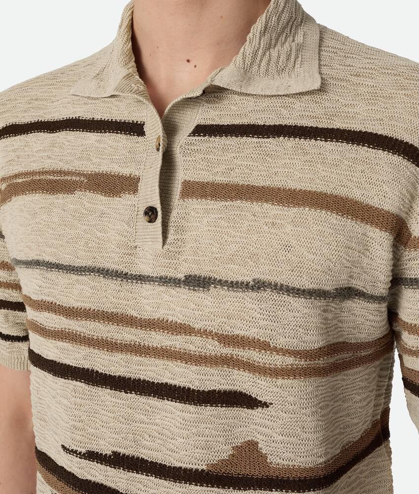 Men's Linen And Cotton Polo in Bone/truffle/chalk Product Image
