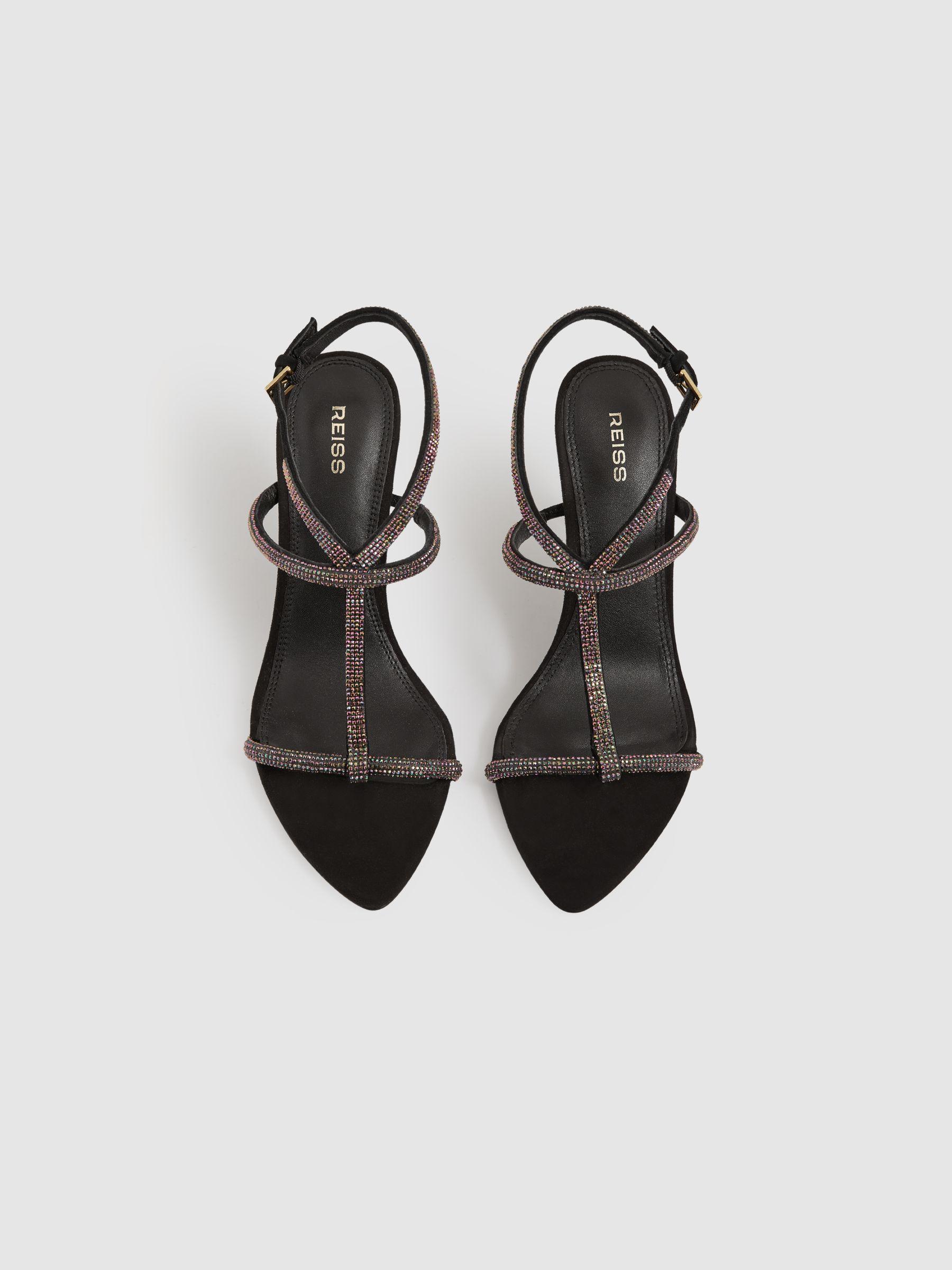 Embellished Stiletto Sandals in Black Product Image