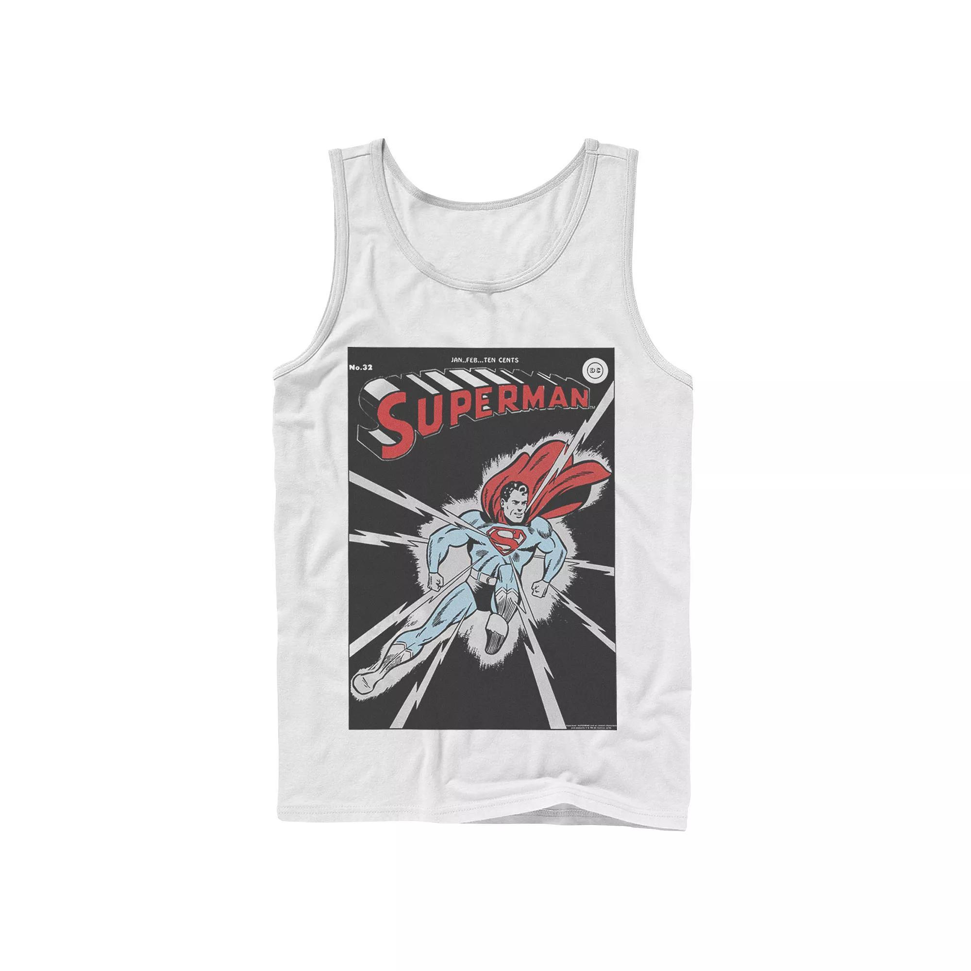 Men's DC Comics Superman No. 32 Comic Cover Poster Tank Top, Size: Large, White Product Image