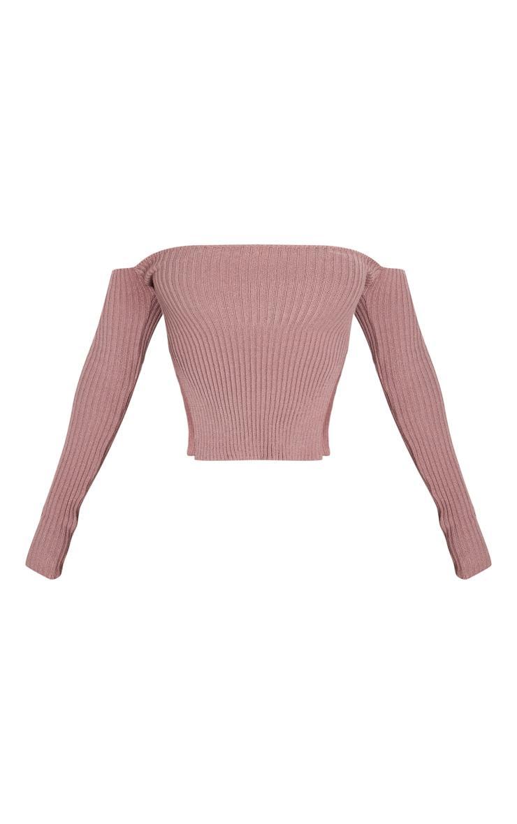 Shape Mauve Knit Bardot Split Side Detail Top Product Image