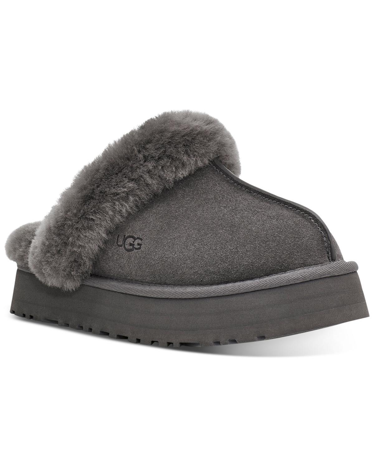 UGG Disquette Suede Fur Platform Slippers Product Image