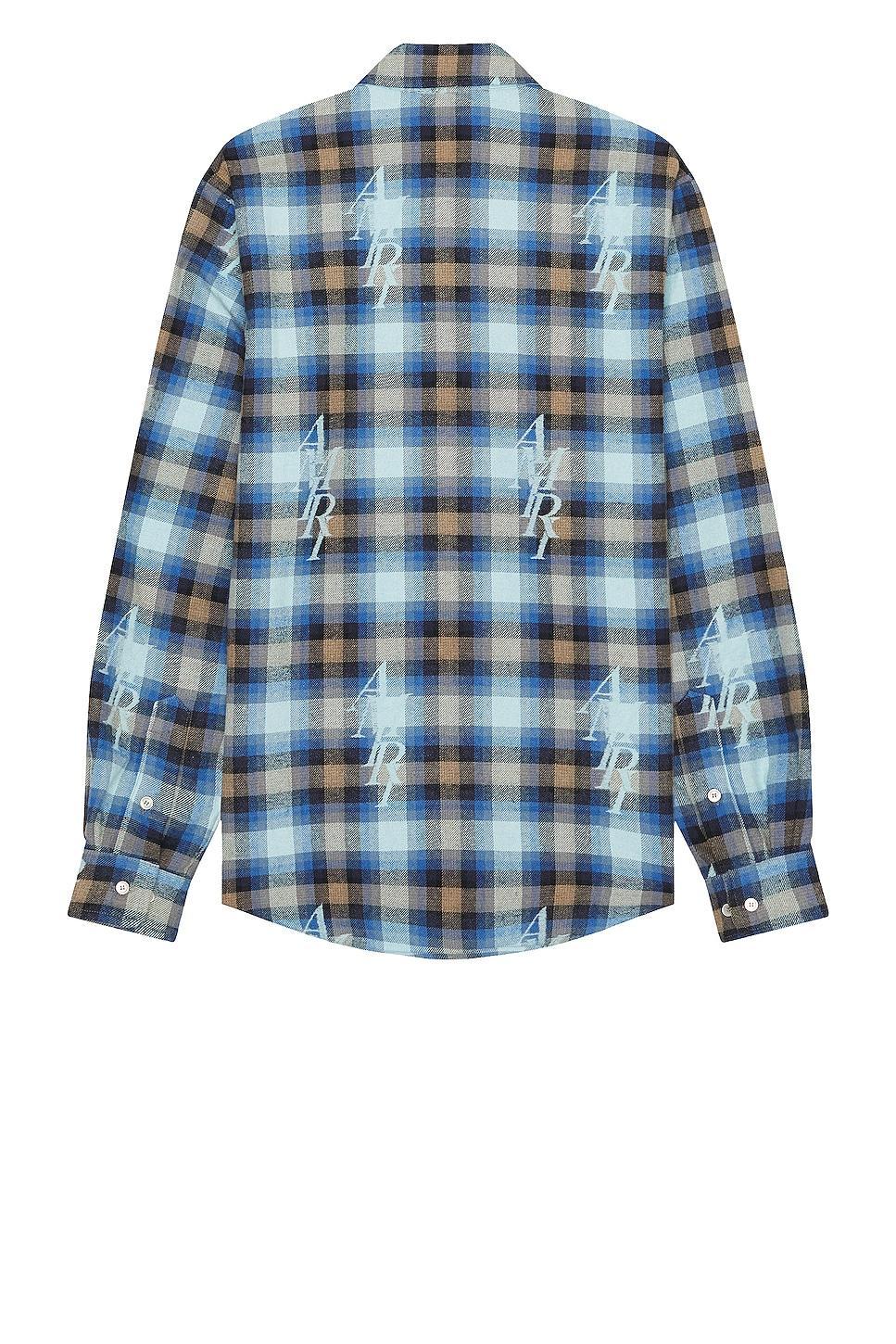 Amiri Staggered Plaid Flannel in Blue Product Image