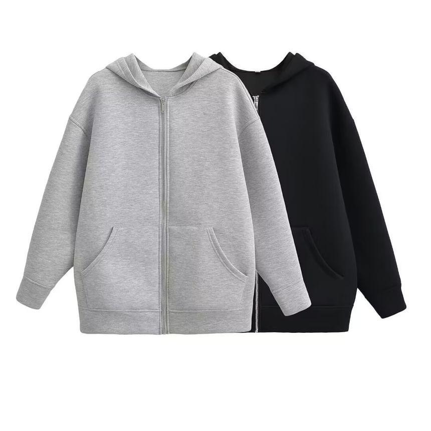 Plain Zip Hoodie Product Image