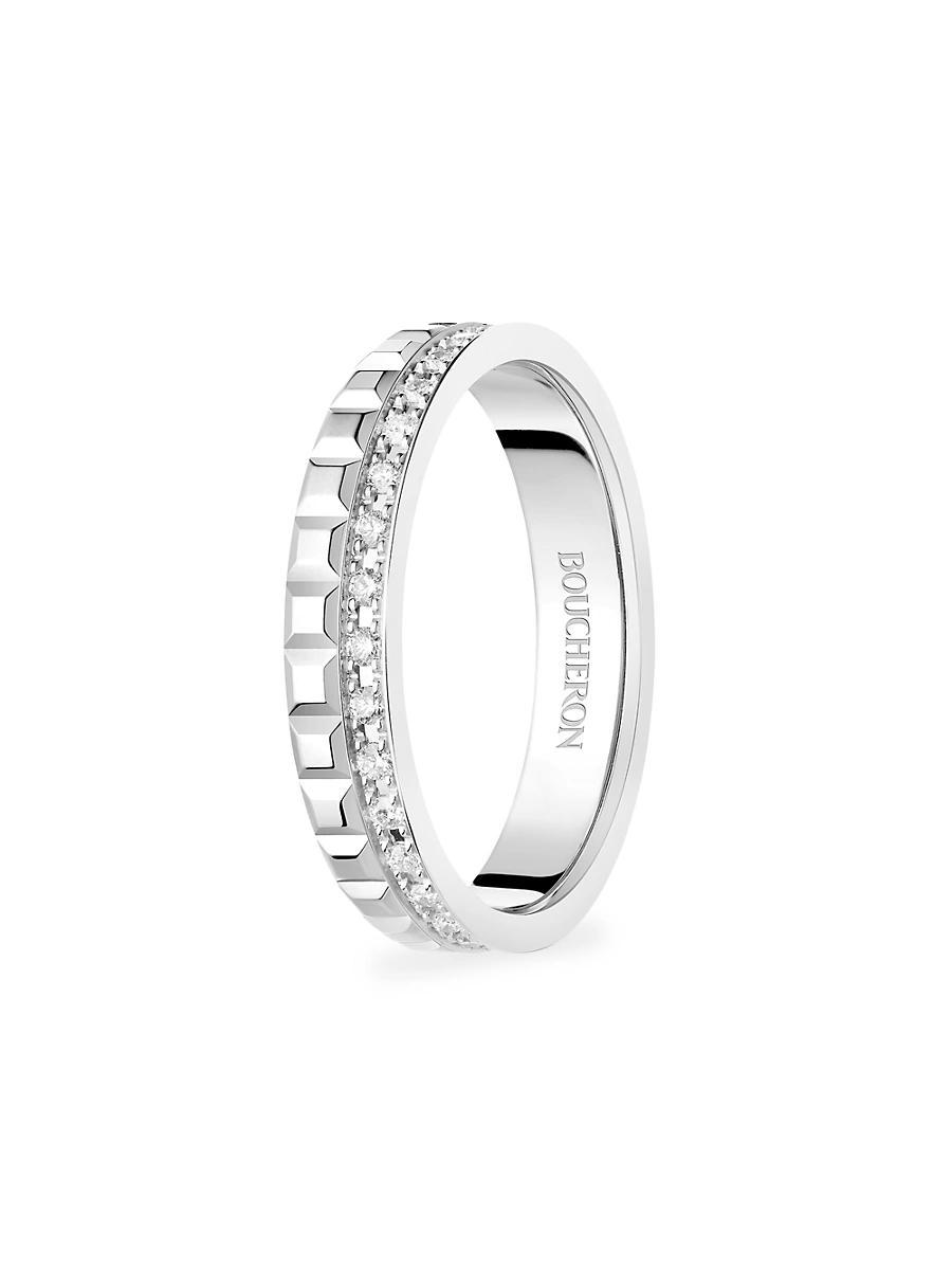 Womens Quatre Radiant Edition Clou De Paris 18K White Gold & 0.24 TCW Diamond Wedding Band Product Image