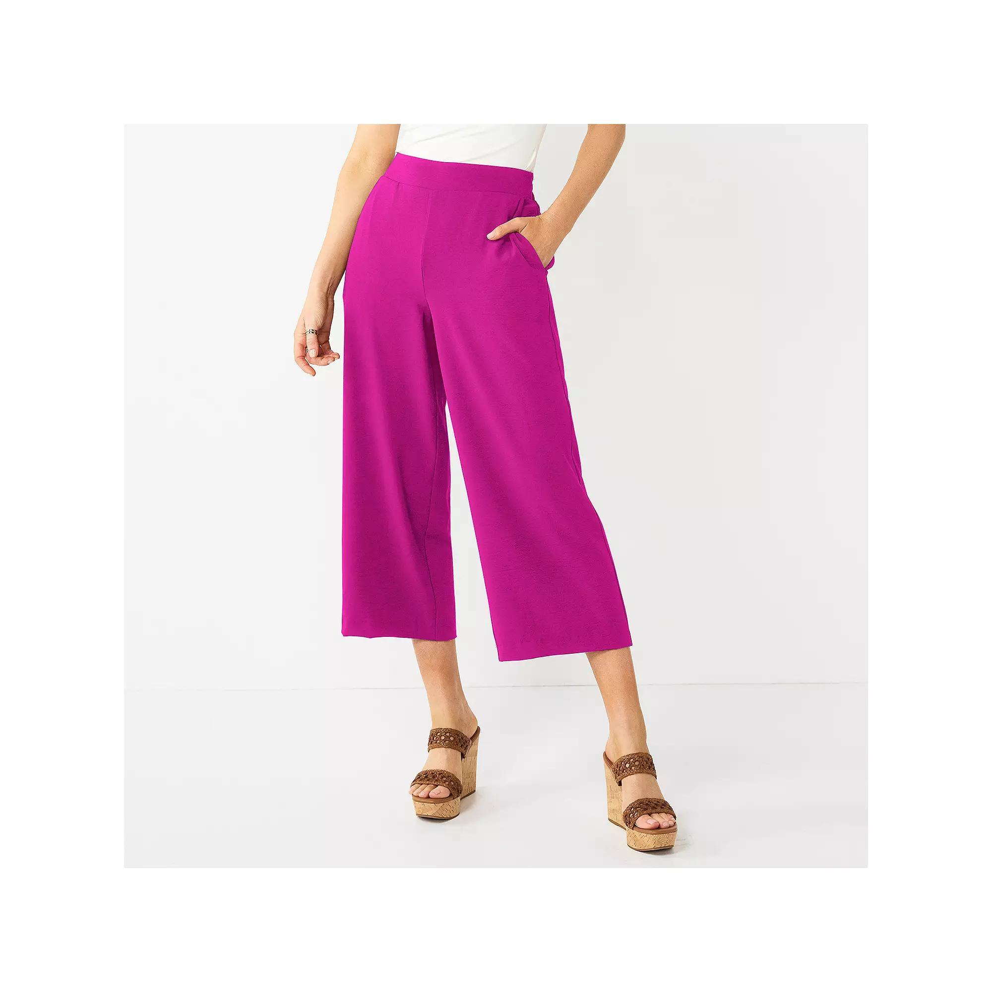 Women's Nine West Pull-On Wide-Leg Crop Pants, Size: Small, Orchid Landscape Product Image