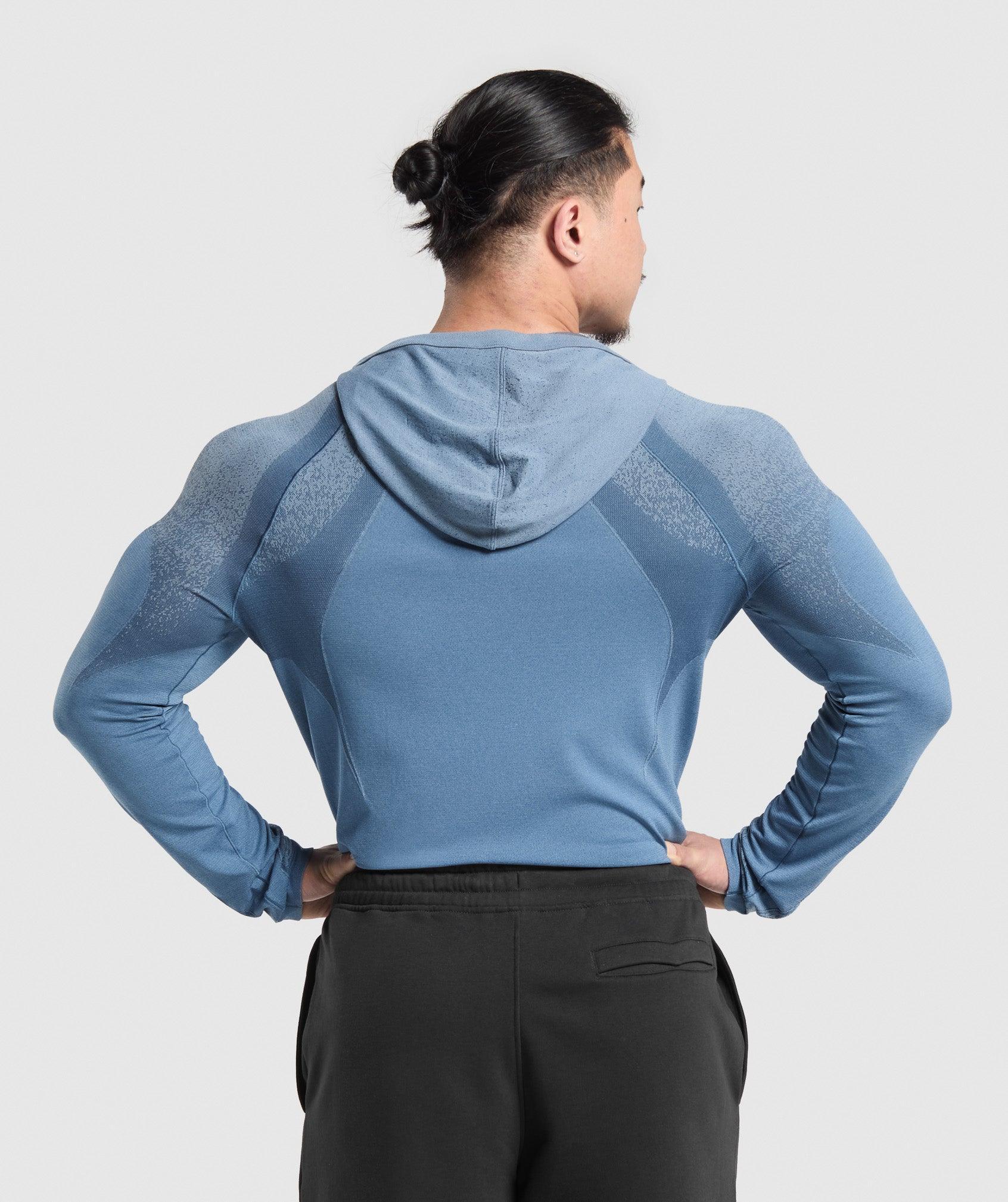 Gymshark Shadow Seamless Hoodie - Faded Blue Male Product Image