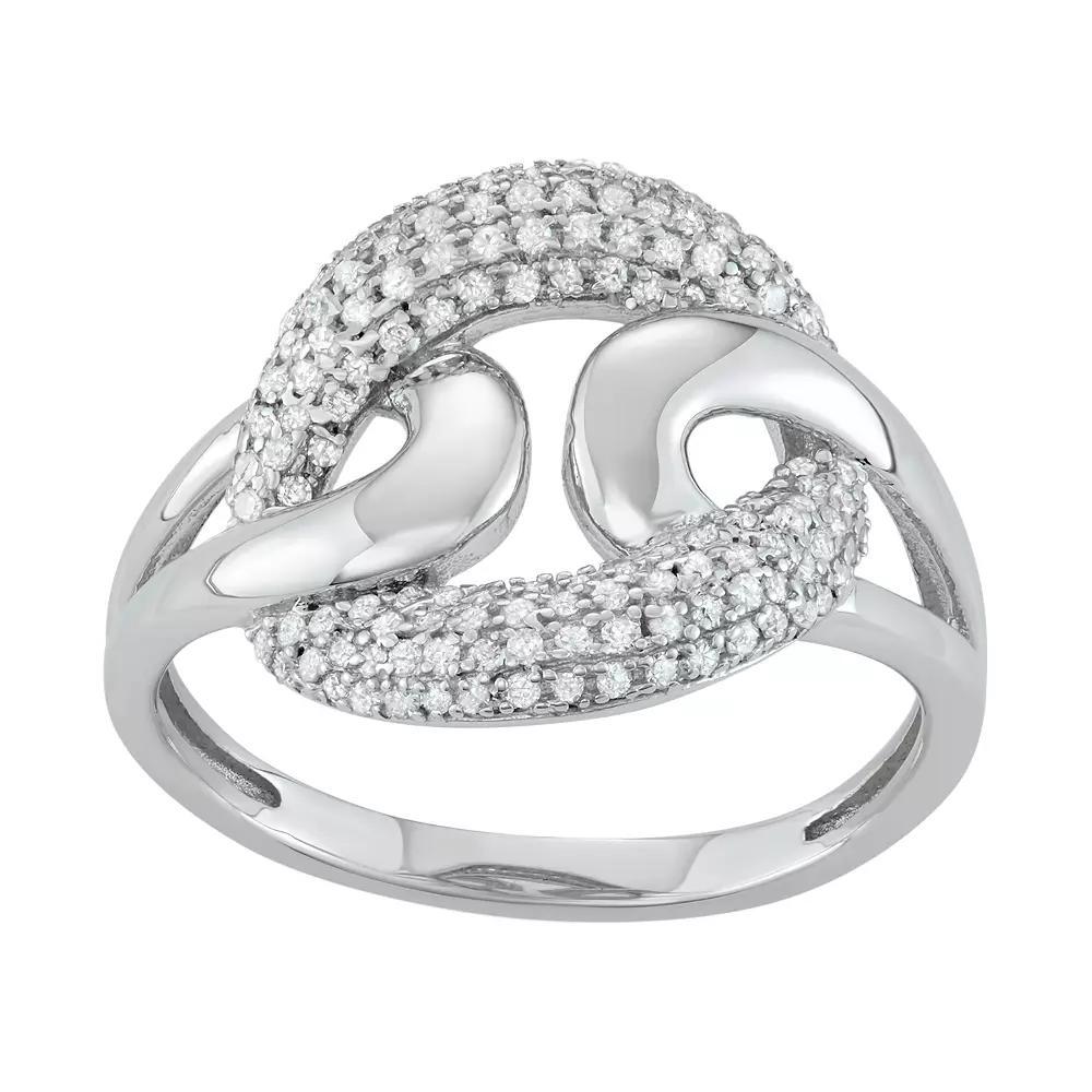 Jewelexcess Sterling Silver 1/3 Carat T.W. Diamond Interlocking Ring, Women's, Size: 7, Silvertone Product Image