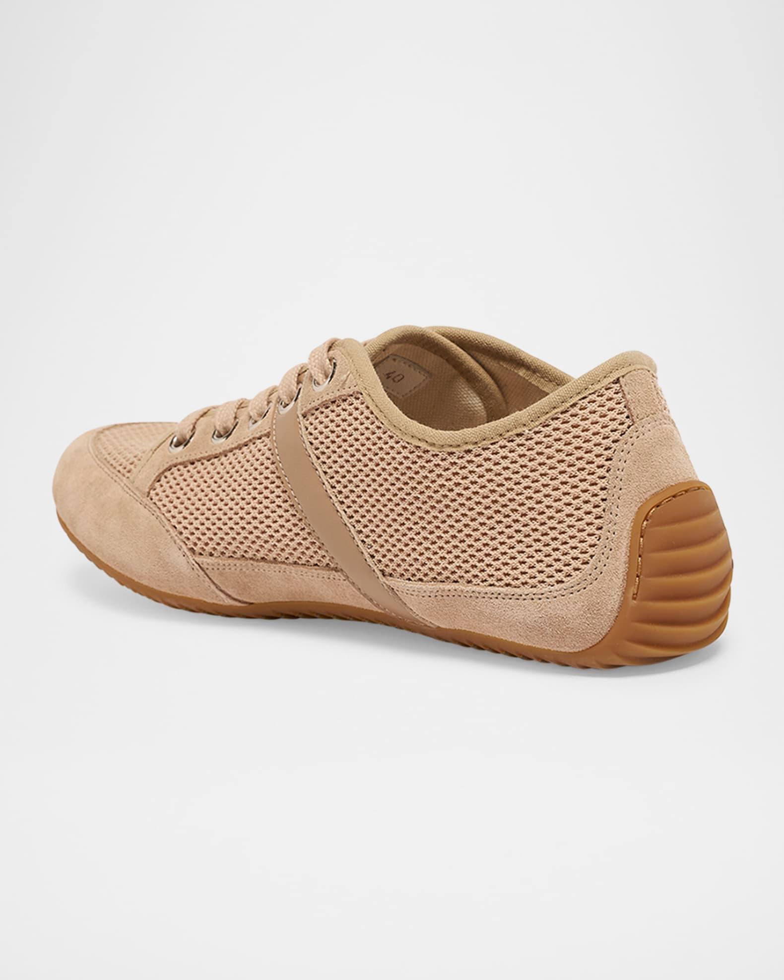Mesh And Suede Slim Low-Top Sneakers Product Image