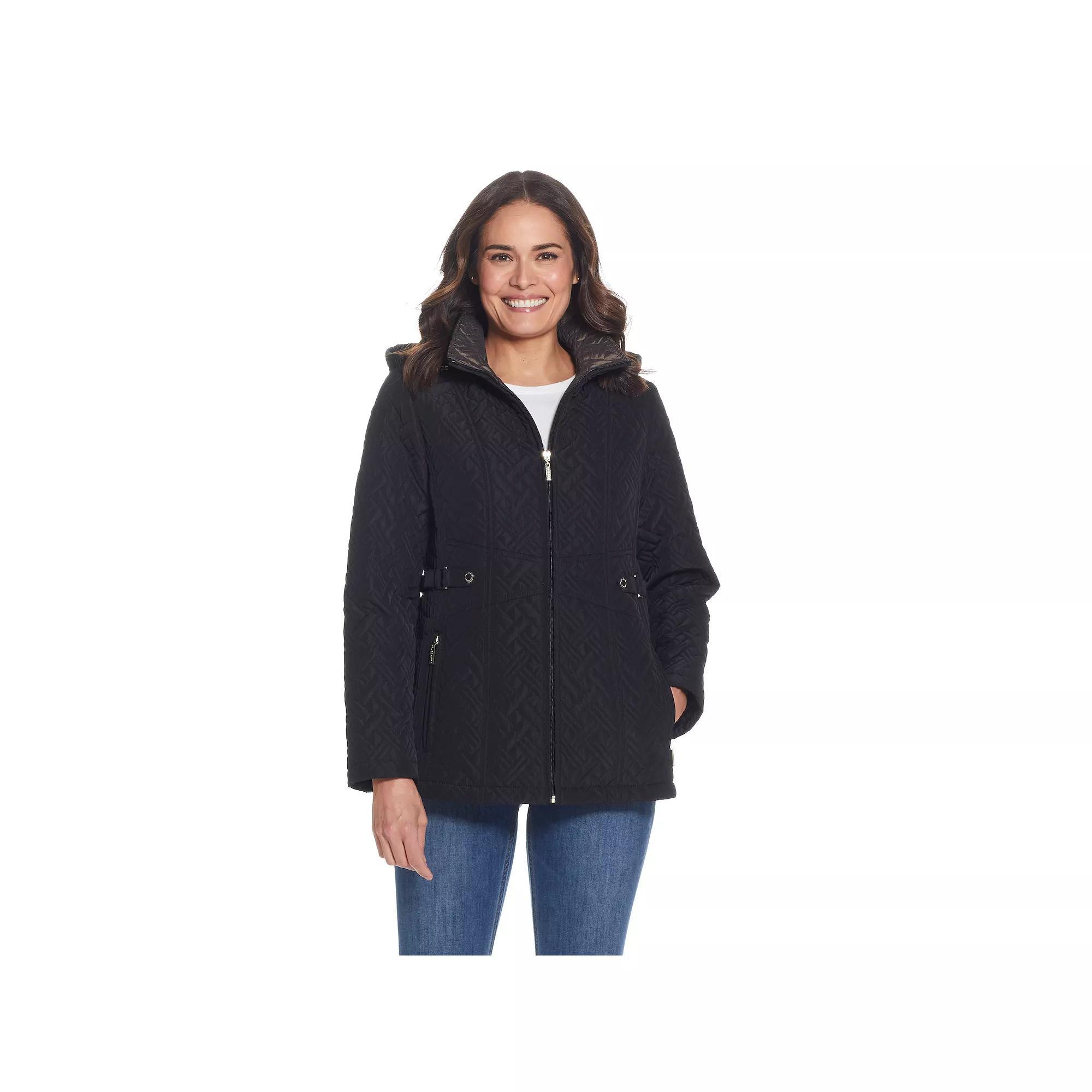 Women's Gallery Hooded Quilt Jacket, Size: Large, Black Product Image