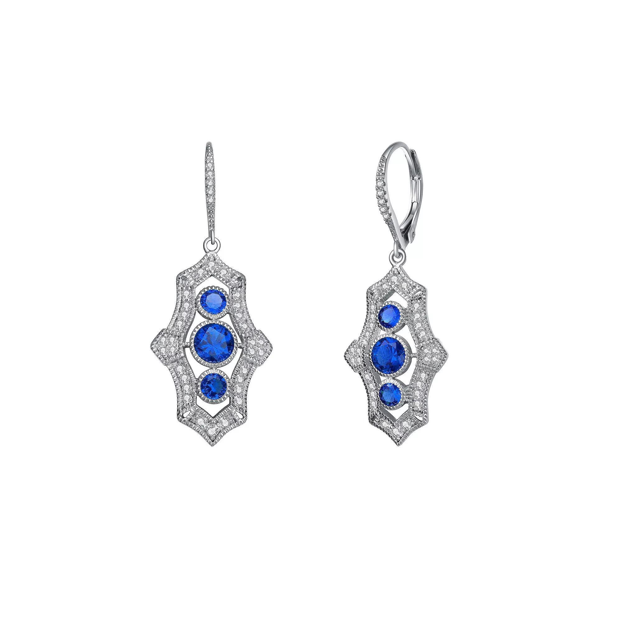 Sterling Silver Cubic Zirconia Leverback Drop Earrings, Womens Product Image