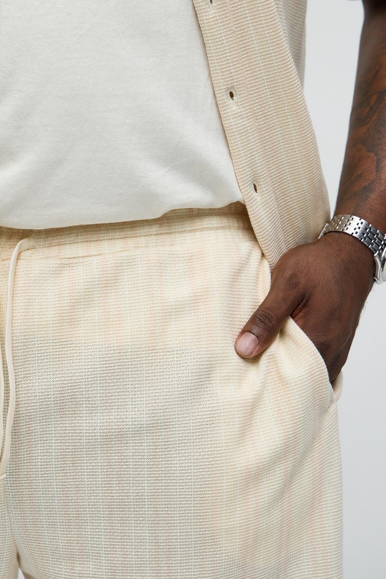 Valor Drawstring Striped Shorts - Cream Product Image