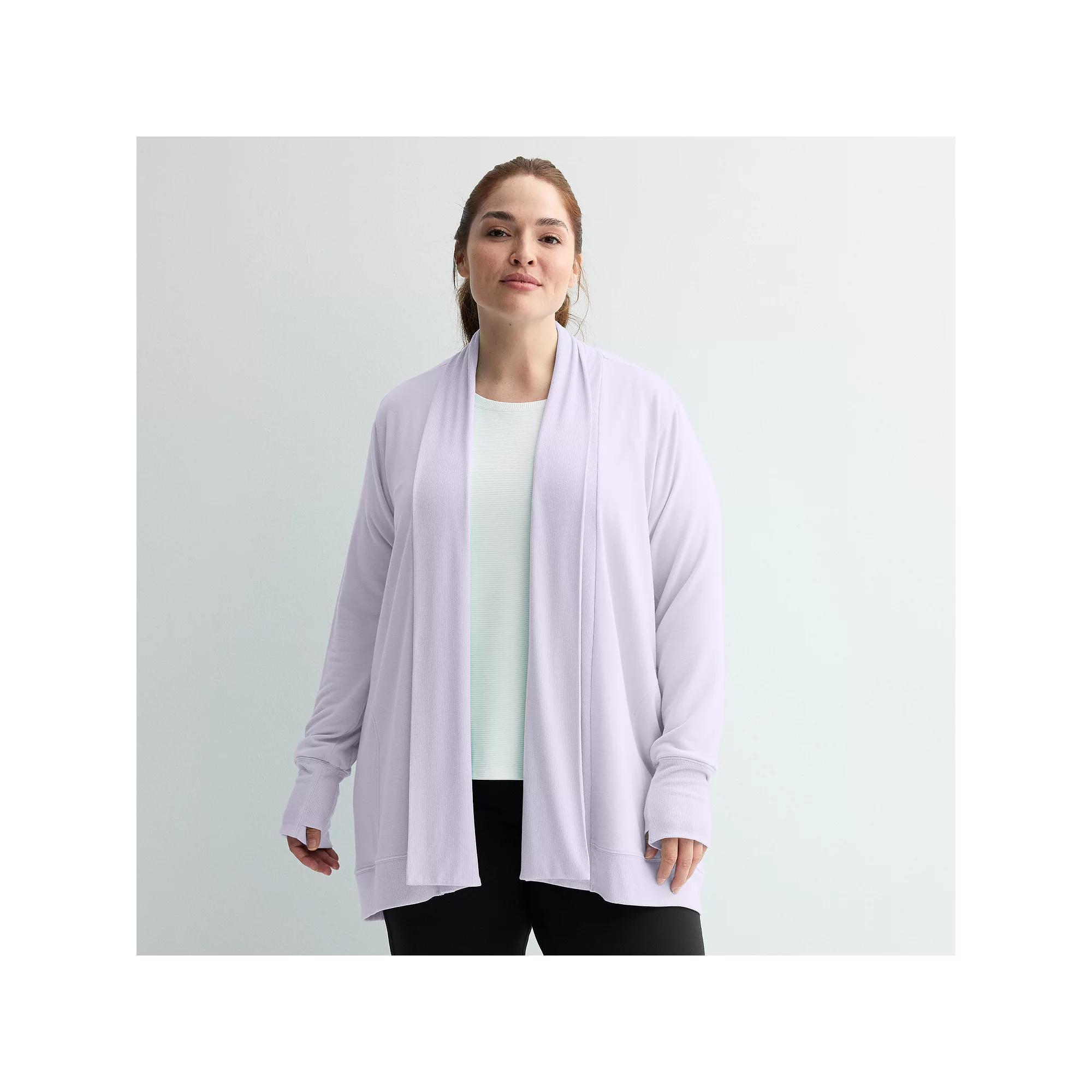 Plus Size Tek Gear® French Terry Wrap Cardigan, Women's, Size: 2XL, Bella Purple Product Image