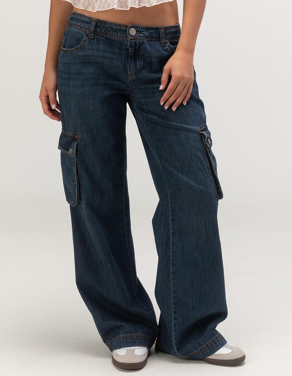 RSQ Womens Low Rise Cargo Baggy Denim Jeans Product Image