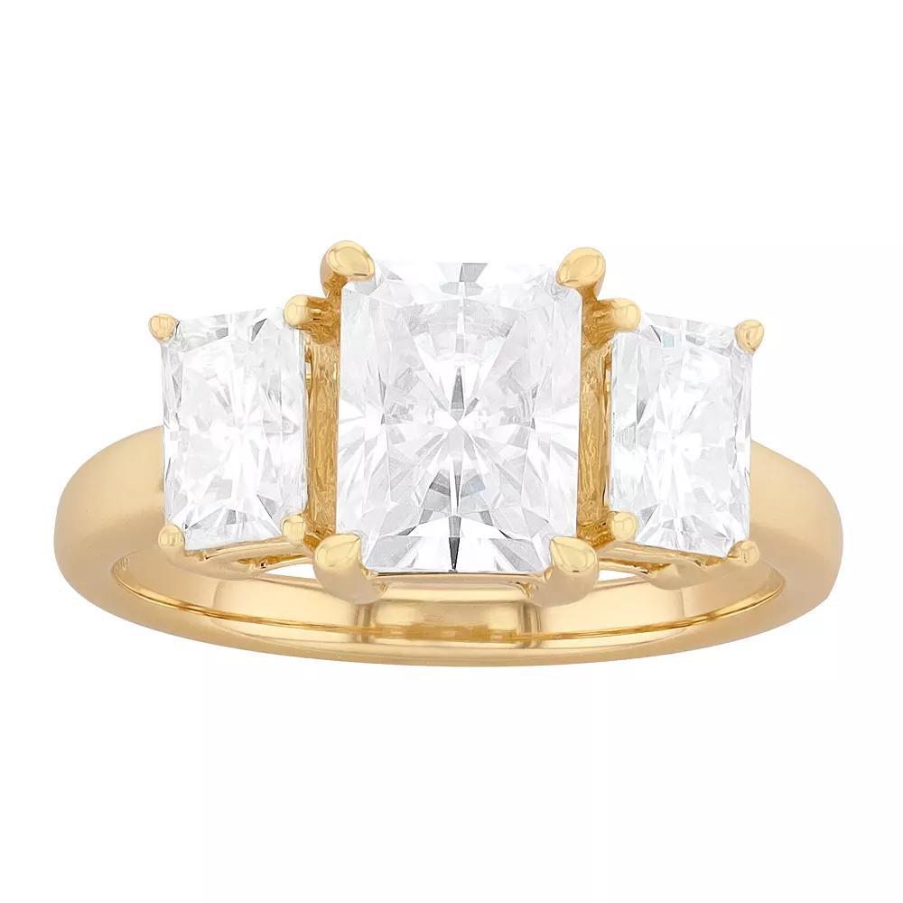 Radiant Fire 14k Gold Lab-Created Moissanite 3-Stone Engagement Ring, Womens Product Image