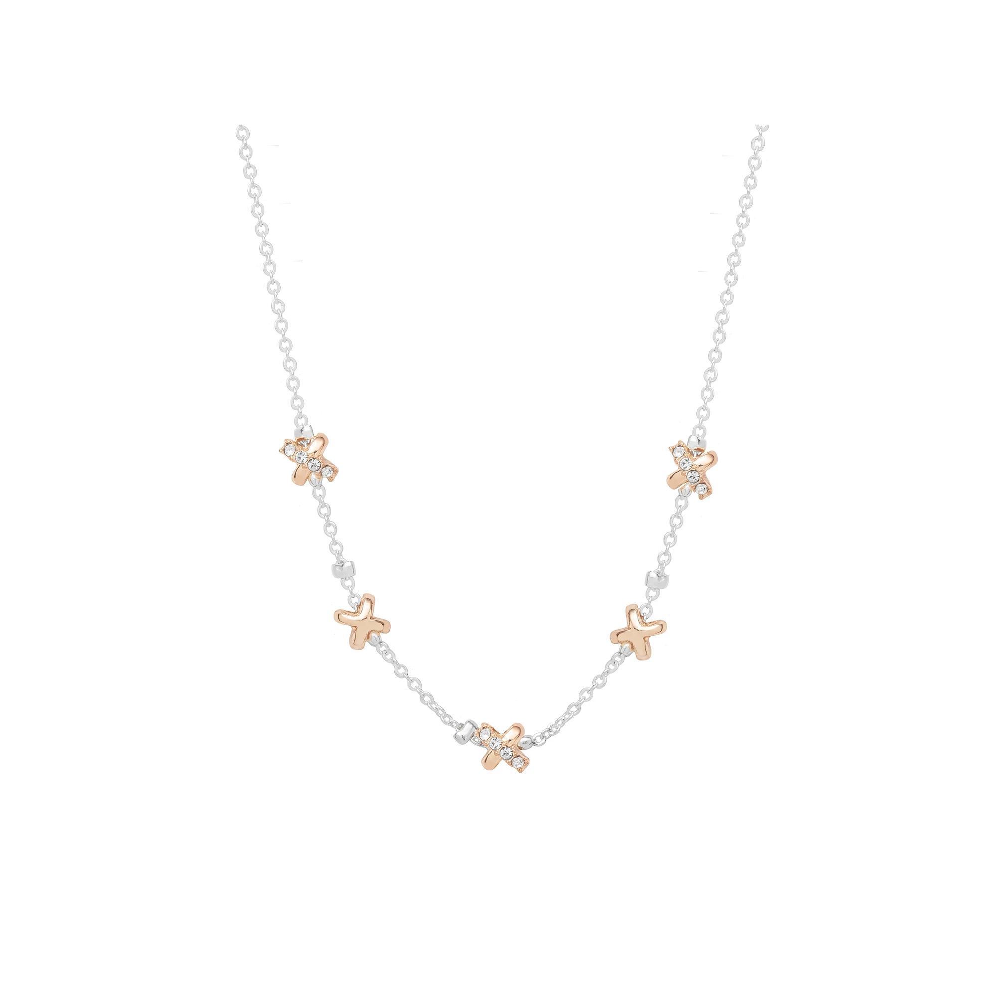 LC Lauren Conrad Two Tone Criss Cross Station Necklace, Women's, Clear Product Image