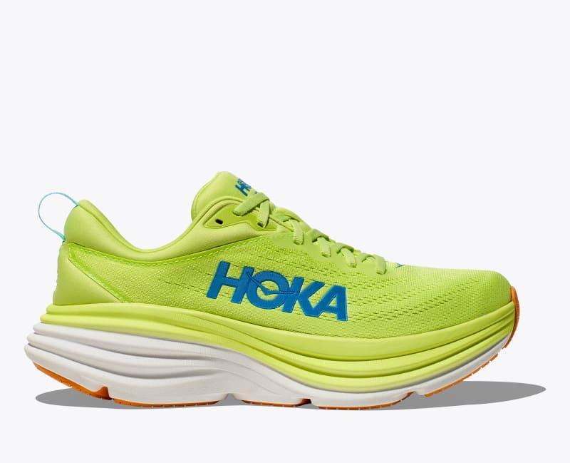 HOKA Mens Bondi 8 Shoes in Lettuce/Solar Flare, Size 10.5 Product Image