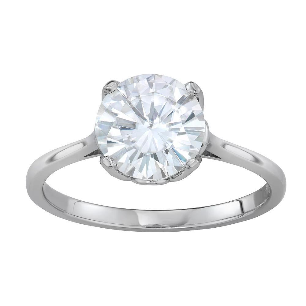 Charles & Colvard 14K White Gold 2 3/4 Carat T.W. Lab-Created Moissanite Round Solitaire Ring, Women's, Size: 9, 14k Whgold Product Image