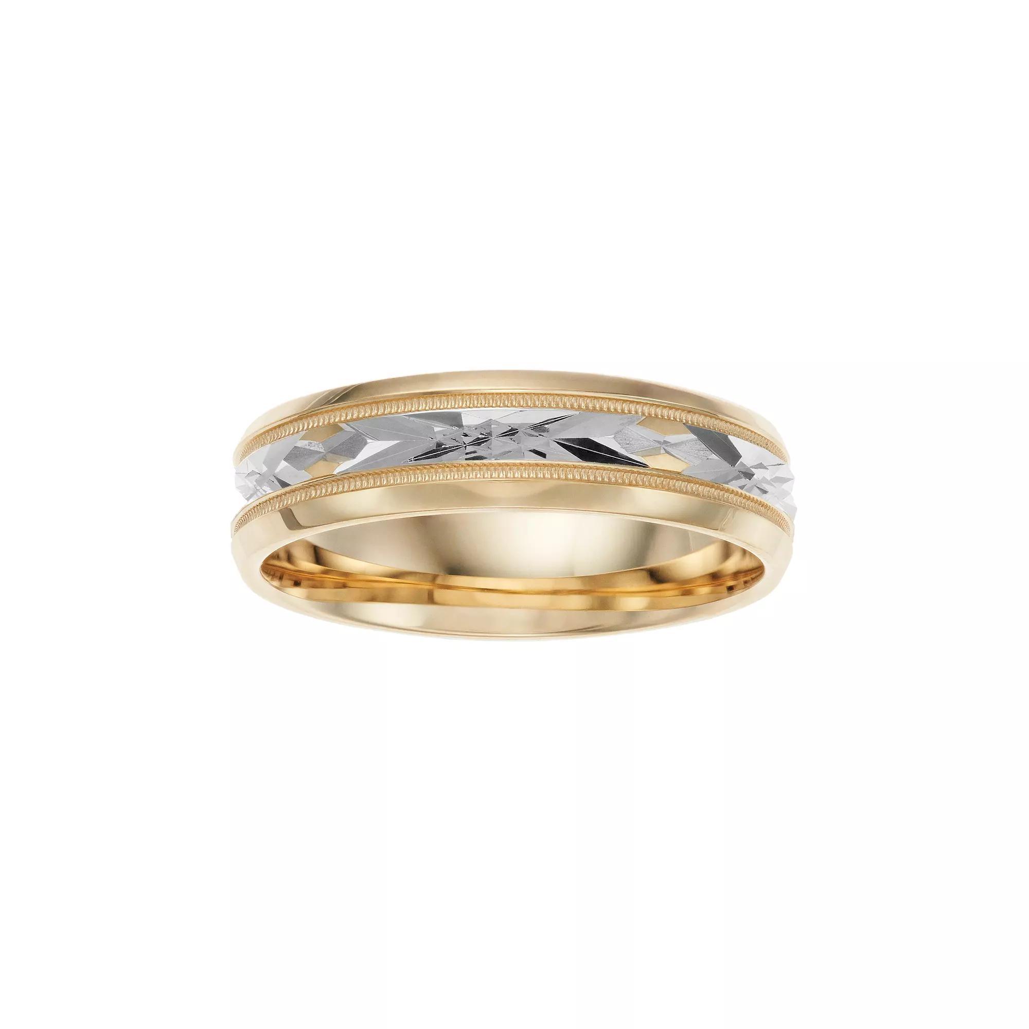 AXL 14k Gold Beveled Engraved Inlay Wedding Band, Women's, Size: 9, Yellow Product Image