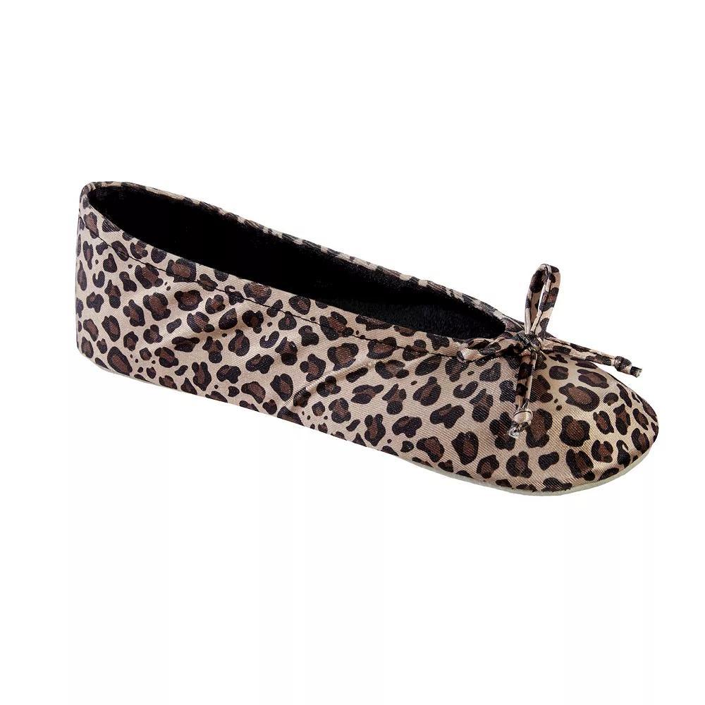 isotoner Satin Womens Ballerina Slippers Evening Brown Product Image