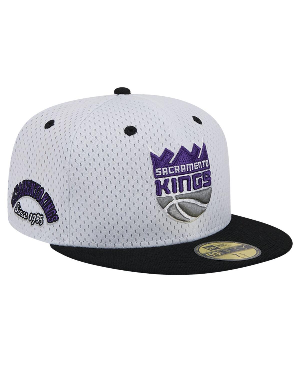 Men's New Era White/Black Sacramento Kings Throwback 2Tone 59FIFTY Fitted Hat, Size: 7, Kng White Product Image