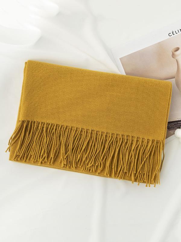 Keep Warm Solid Color Tasseled Shawl&Scarf Product Image