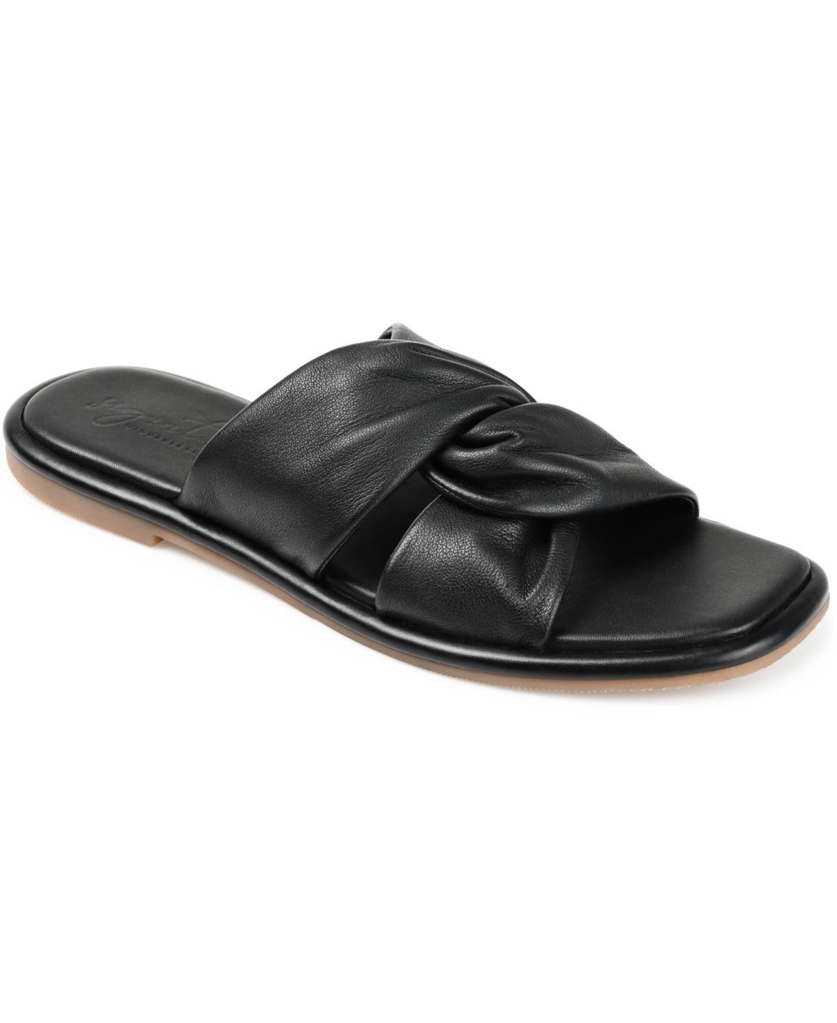 Journee Signature Kanndice Womens Leather Slide Sandals Product Image