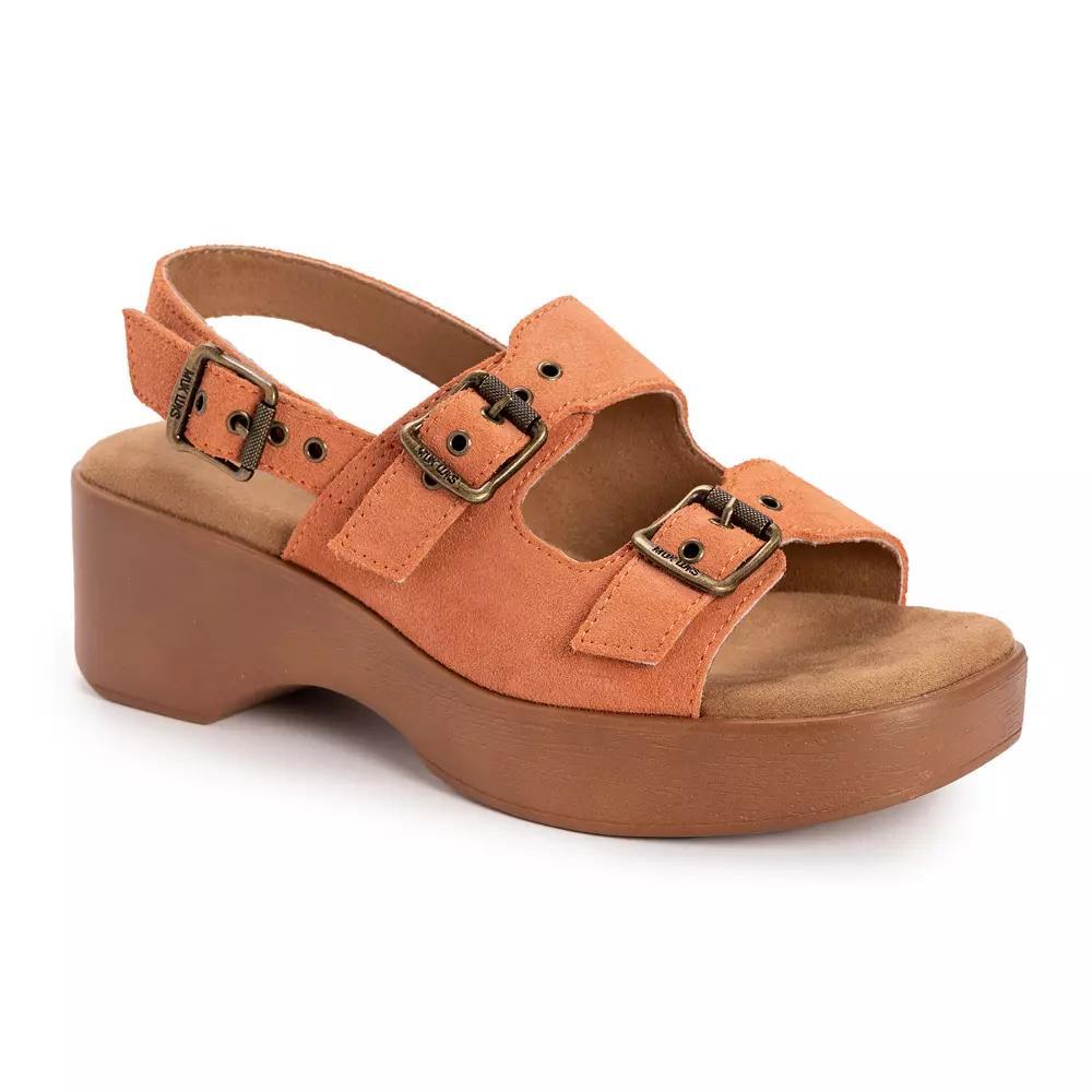 MUK LUKS Womens Calliope Strappy Sandals Pink Suede Product Image