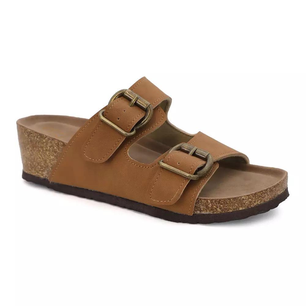 Yoki Lorayn-10 Women's Wedge Slip-On Sandals, Size: 8, Brown Product Image