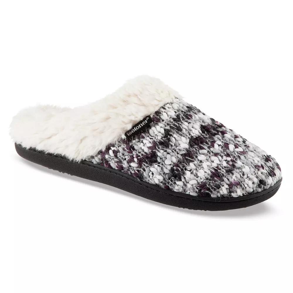 isotoner Amanda Chunky Sweater Knit Hoodback Women's Slippers, Size: Medium, Navy Blue Product Image