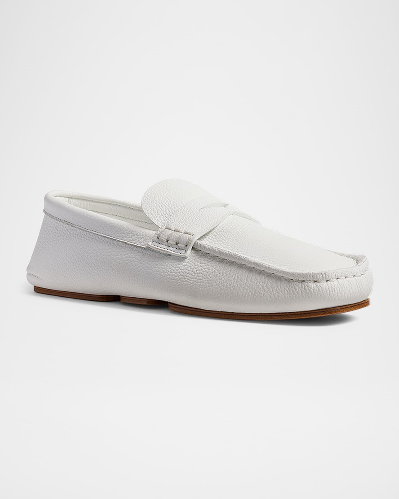 Billy Grained Leather Moc-Toe Penny Loafers Product Image