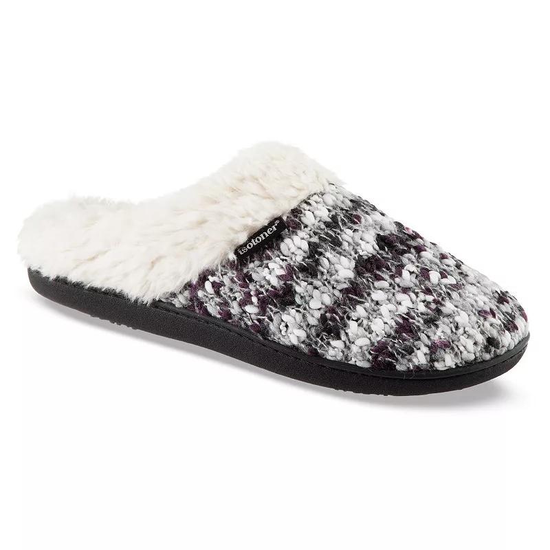 isotoner Amanda Chunky Sweater Knit Hoodback Women's Slippers, Size: Medium, Navy Blue Product Image