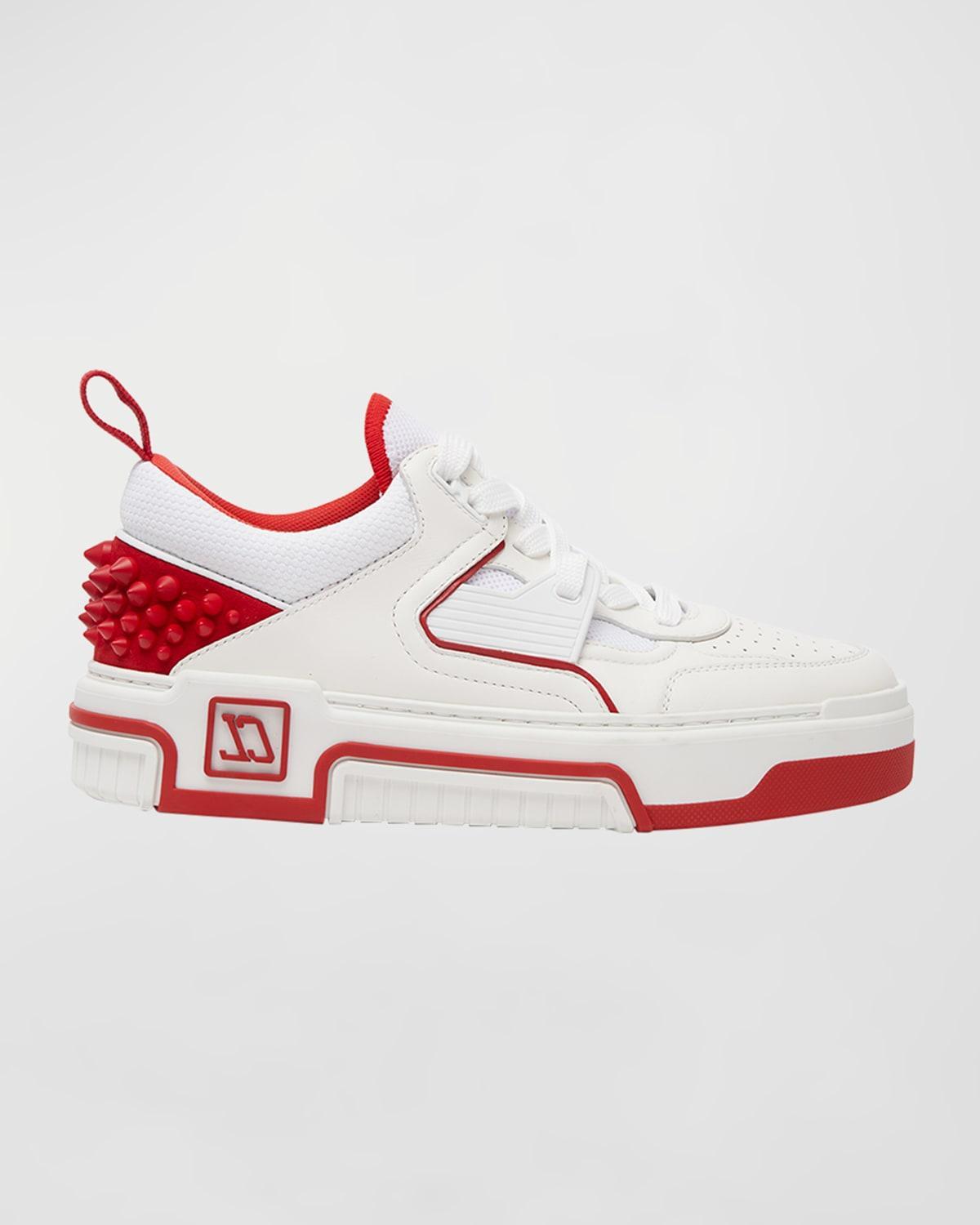 Astroloubi Donna Red Sole Leather Low-Top Sneakers Product Image
