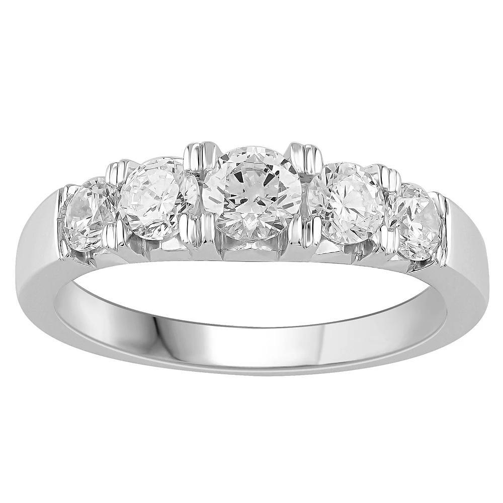 Platinum 1 Carat T.W. Diamond 5-Stone Anniversary Ring, Women's, Size: 6, White Product Image