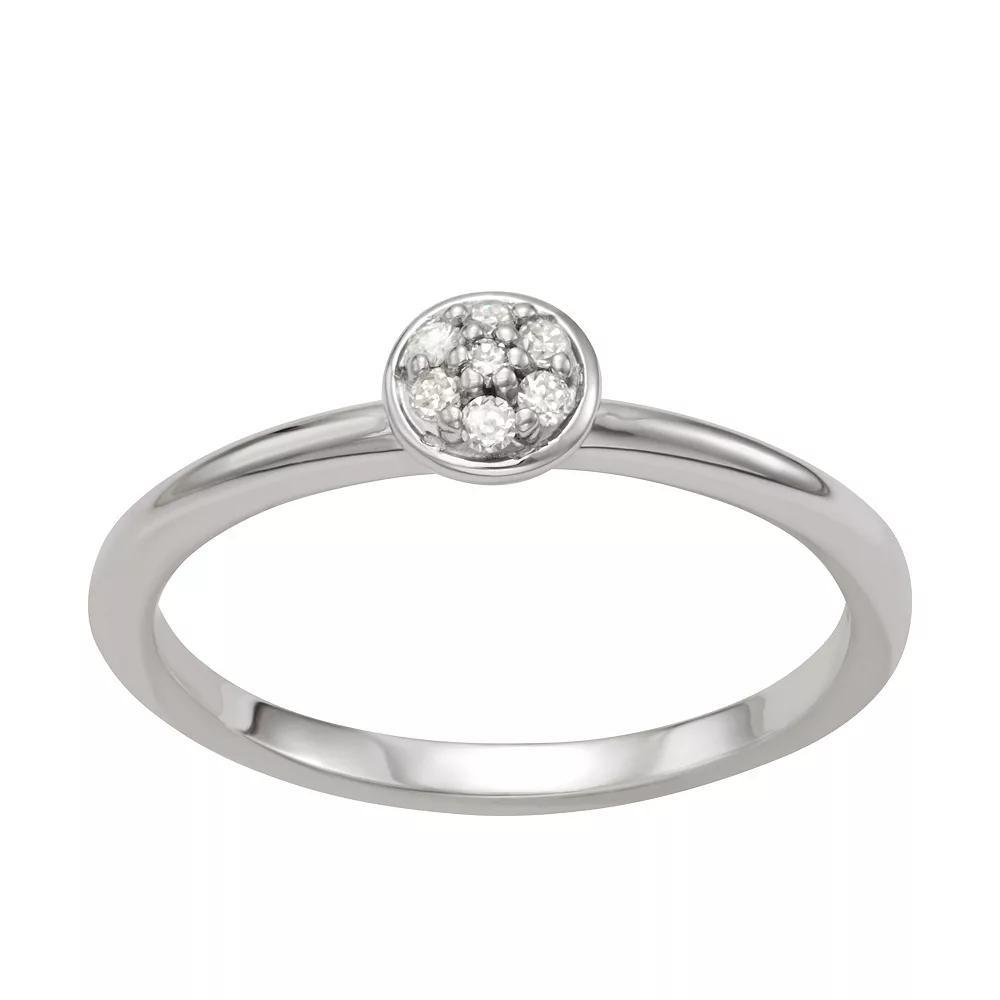 Moissanite Outlet Sterling Silver 1/10 Carat T.W. Round Pave Lab-Created Moissanite Ring, Women's, Size: 6 Product Image