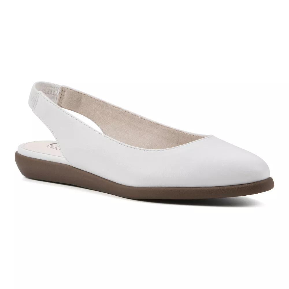 Cliffs by White Mountain Memory Women's Slingback Ballet Flats, Size: 8.5, White Smo Product Image